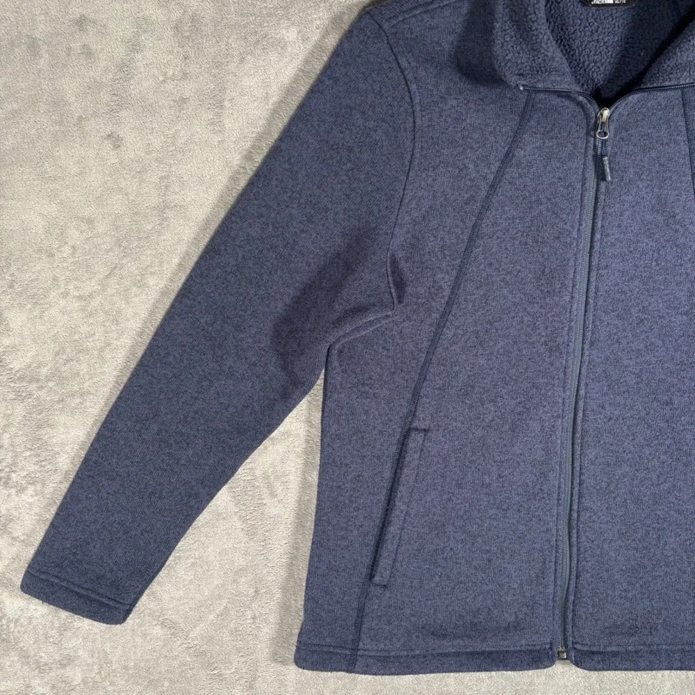 The North Face Womens XL Fleece Jacket‎ Navy Blue Full Zip Sherpa Lined Outdoor